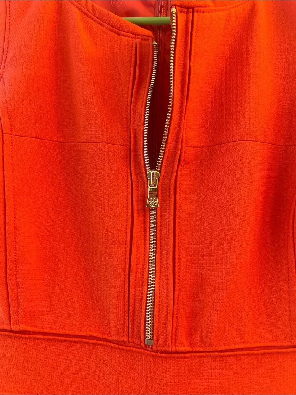 Tory Burch Sleeveless Orange Zip-Front Sheath Dress